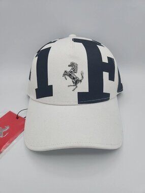 New Ferrari Maxi Graphic Metal Prancing Horse Baseball Hat NWT